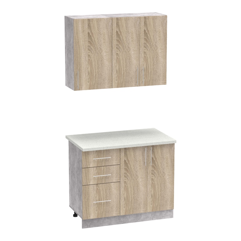 Σύνθεση κουζίνας Festa I pakoworld μελαμίνη σε sonoma απόχρωση και πάγκο σε ανοιχτό γκρι 100x60x85εκ Σύνθεση κουζίνας Festa I pakoworld μελαμίνη σε sonoma απόχρωση και πάγκο σε ανοιχτό γκρι 100x60x85εκ