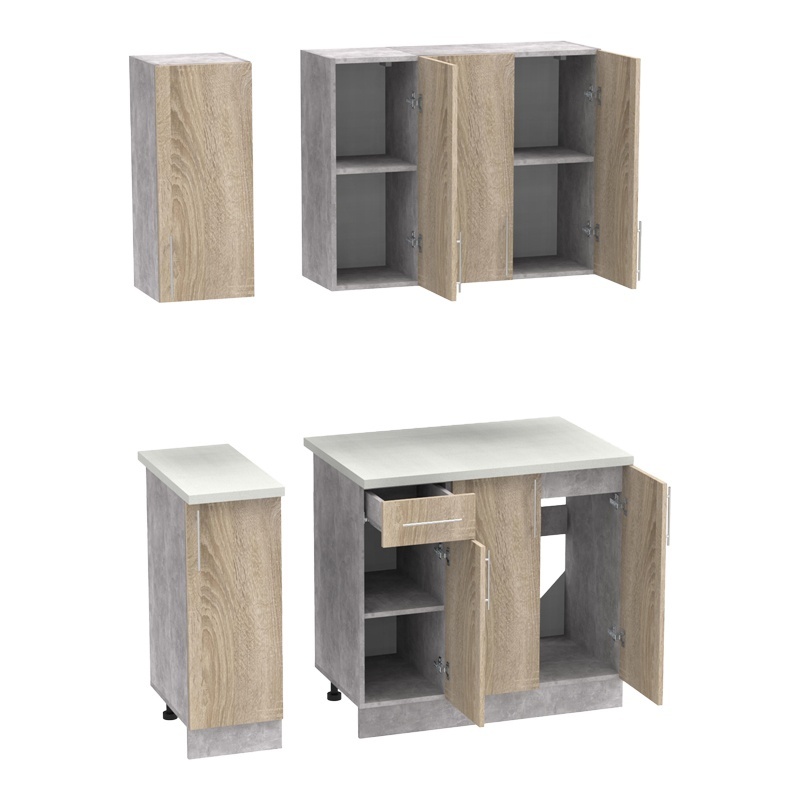 Σύνθεση κουζίνας Festa II pakoworld μελαμίνη σε sonoma απόχρωση και πάγκο σε ανοιχτό γκρι 120x60x85εκ Σύνθεση κουζίνας Festa II pakoworld μελαμίνη σε sonoma απόχρωση και πάγκο σε ανοιχτό γκρι 120x60x85εκ - Image 6