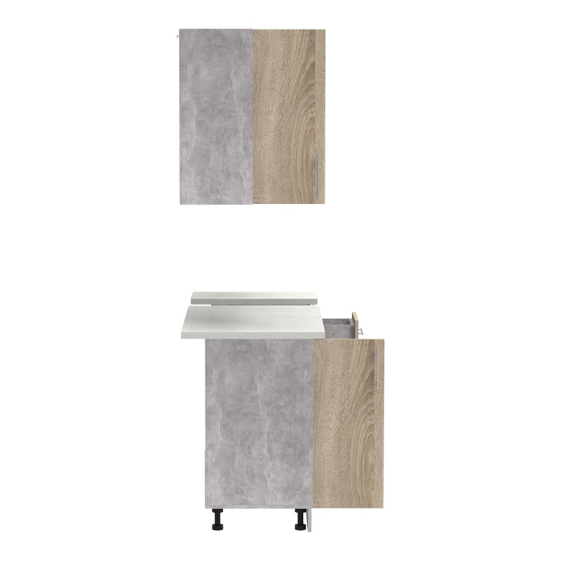 Σύνθεση κουζίνας Festa II pakoworld μελαμίνη σε sonoma απόχρωση και πάγκο σε ανοιχτό γκρι 120x60x85εκ Σύνθεση κουζίνας Festa II pakoworld μελαμίνη σε sonoma απόχρωση και πάγκο σε ανοιχτό γκρι 120x60x85εκ - Image 7