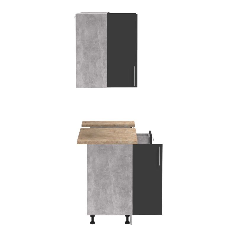 Σύνθεση κουζίνας Festa II pakoworld μελαμίνη σε ανθρακί και πάγκο σε sonoma απόχρωση 120x60x85εκ Σύνθεση κουζίνας Festa II pakoworld μελαμίνη σε ανθρακί και πάγκο σε sonoma απόχρωση 120x60x85εκ - Image 7