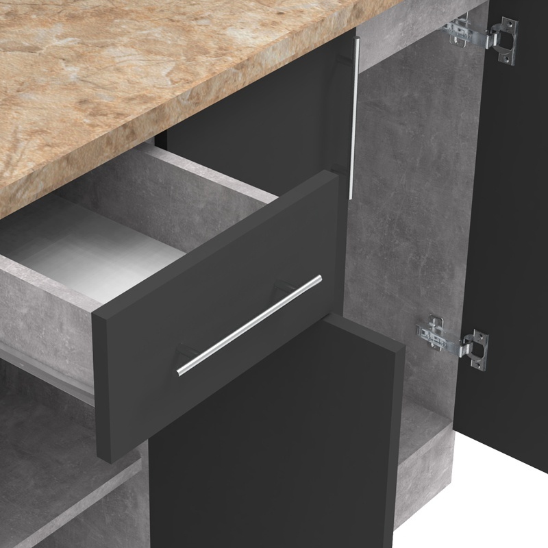 Σύνθεση κουζίνας Festa II pakoworld μελαμίνη σε ανθρακί και πάγκο σε sonoma απόχρωση 120x60x85εκ Σύνθεση κουζίνας Festa II pakoworld μελαμίνη σε ανθρακί και πάγκο σε sonoma απόχρωση 120x60x85εκ - Image 8