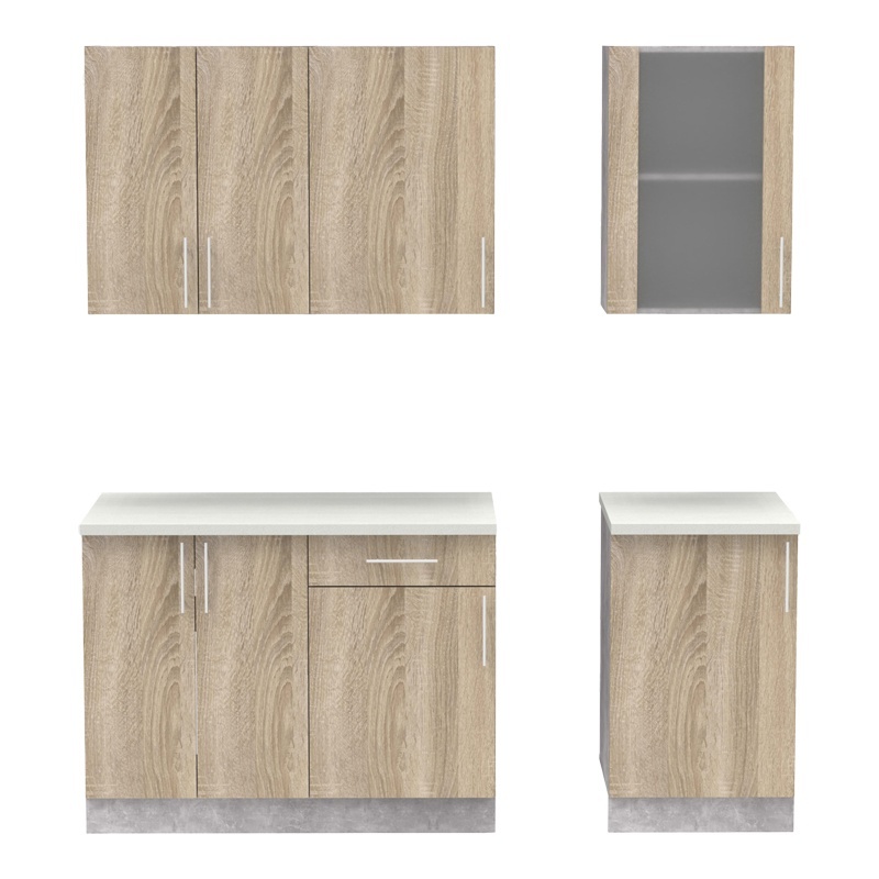 Σύνθεση κουζίνας Festa IV pakoworld μελαμίνη σε sonoma απόχρωση και πάγκο σε ανοιχτό γκρι 160x60x85εκ Σύνθεση κουζίνας Festa IV pakoworld μελαμίνη σε sonoma απόχρωση και πάγκο σε ανοιχτό γκρι 160x60x85εκ - Image 5