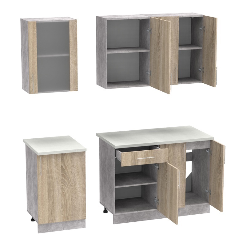 Σύνθεση κουζίνας Festa IV pakoworld μελαμίνη σε sonoma απόχρωση και πάγκο σε ανοιχτό γκρι 160x60x85εκ Σύνθεση κουζίνας Festa IV pakoworld μελαμίνη σε sonoma απόχρωση και πάγκο σε ανοιχτό γκρι 160x60x85εκ - Image 6