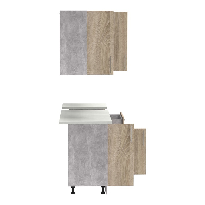 Σύνθεση κουζίνας Festa IV pakoworld μελαμίνη σε sonoma απόχρωση και πάγκο σε ανοιχτό γκρι 160x60x85εκ Σύνθεση κουζίνας Festa IV pakoworld μελαμίνη σε sonoma απόχρωση και πάγκο σε ανοιχτό γκρι 160x60x85εκ - Image 7