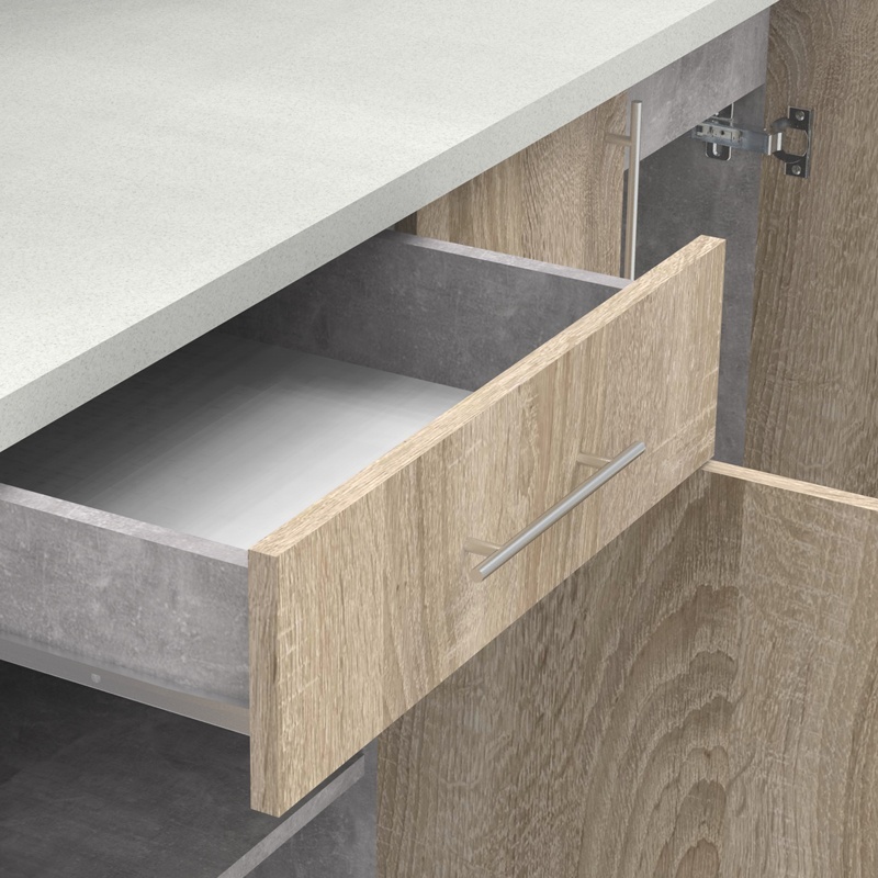 Σύνθεση κουζίνας Festa IV pakoworld μελαμίνη σε sonoma απόχρωση και πάγκο σε ανοιχτό γκρι 160x60x85εκ Σύνθεση κουζίνας Festa IV pakoworld μελαμίνη σε sonoma απόχρωση και πάγκο σε ανοιχτό γκρι 160x60x85εκ - Image 8