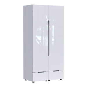Ντουλάπα δίφυλλη Afina haroma mdf σε λευκή glossy απόχρωση 100x57x213εκ