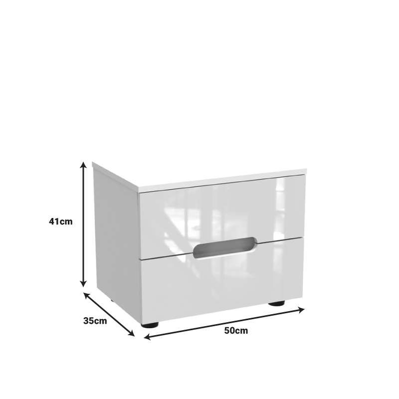 Κομοδίνο Afina pakoworld mdf σε λευκή glossy απόχρωση 50x35x41εκ Κομοδίνο Afina pakoworld mdf σε λευκή glossy απόχρωση 50x35x41εκ - Image 3