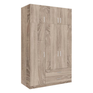 Ντουλάπα τρίφυλλη με συρτάρια Royal haroma σε sonoma απόχρωση 150x58x230εκ