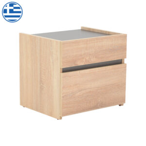 Κομοδίνο Comcie haroma σε φυσικό με γκρι απόχρωση 50x42x45.5εκ