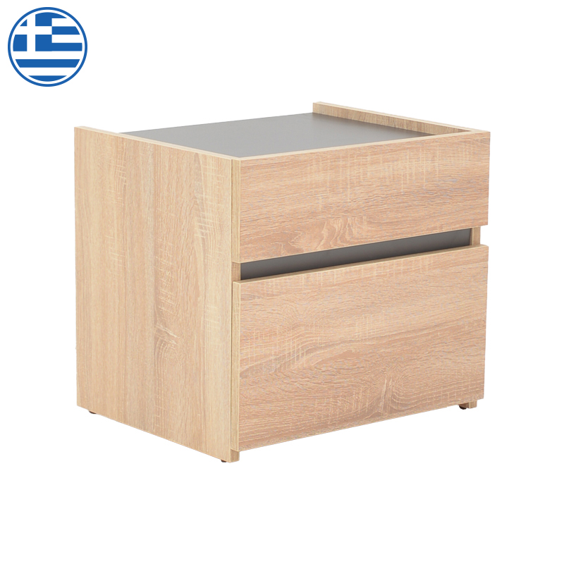 Κομοδίνο Comcie pakoworld σε φυσικό με γκρι απόχρωση 50x42x45.5εκ Κομοδίνο Comcie pakoworld σε φυσικό με γκρι απόχρωση 50x42x45.5εκ