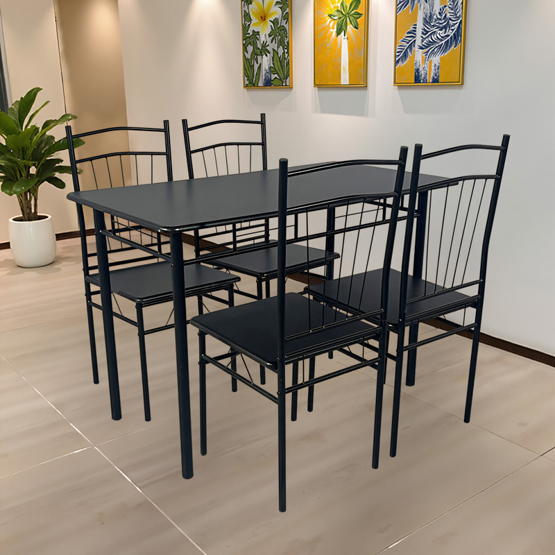 Τραπεζαρία Reforia pakoworld σετ 5τμχ mdf σε μαύρη απόχρωση με μαύρα μεταλλικά πόδια 110x60x74εκ Τραπεζαρία Reforia pakoworld σετ 5τμχ mdf σε μαύρη απόχρωση με μαύρα μεταλλικά πόδια 110x60x74εκ - Image 2