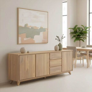 Μπουφές Emira haroma μασίφ ακακίας σε φυσική απόχρωση 200x40x80εκ