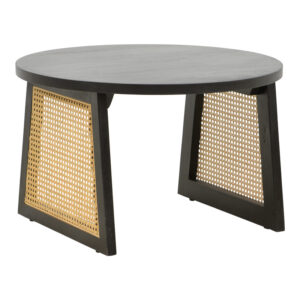 Τραπέζι Tamarind haroma ξύλο mango-φυσικό rattan σε μαύρη απόχρωση Φ65x40εκ