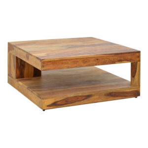 Τραπέζι Stolic haroma μασιφ ξύλο sheesham σε καρυδί απόχρωση 90x90x40εκ