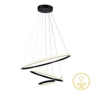 Φωτιστικό οροφής τρίφωτο led Pelia haroma μέταλλο σε μαύρη απόχρωση Φ60x40εκ