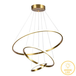 Φωτιστικό οροφής τρίφωτο led Pelia haroma μέταλλο σε χρυσή απόχρωση Φ60x40εκ