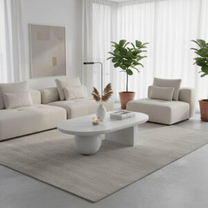 Τραπέζι σαλονιού Kane haroma μασίφ ξύλο ακακίας σε λευκή απόχρωση 110x72x38εκ