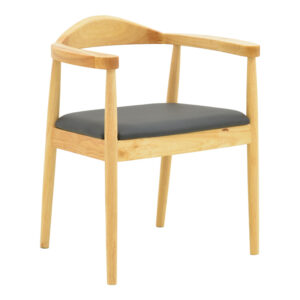 Πολυθρόνα Joube haroma rubberwood σε φυσική απόχρωση με μαύρο pu μαξιλάρι 59x48x73εκ