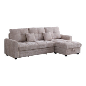 Γωνιακός αναστρέψιμος καναπές κρεβάτι Comfie haroma με αποθηκευτικό χώρο μπεζ ύφασμα 267x159x97εκ