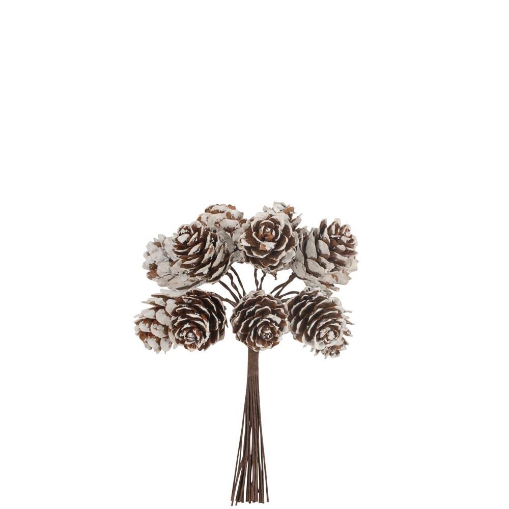 Beauty Home 12 κουκουνάρια σε κλαδί χιονισμένα 12 cm Beauty Home 12 κουκουνάρια σε κλαδί χιονισμένα 12 cm