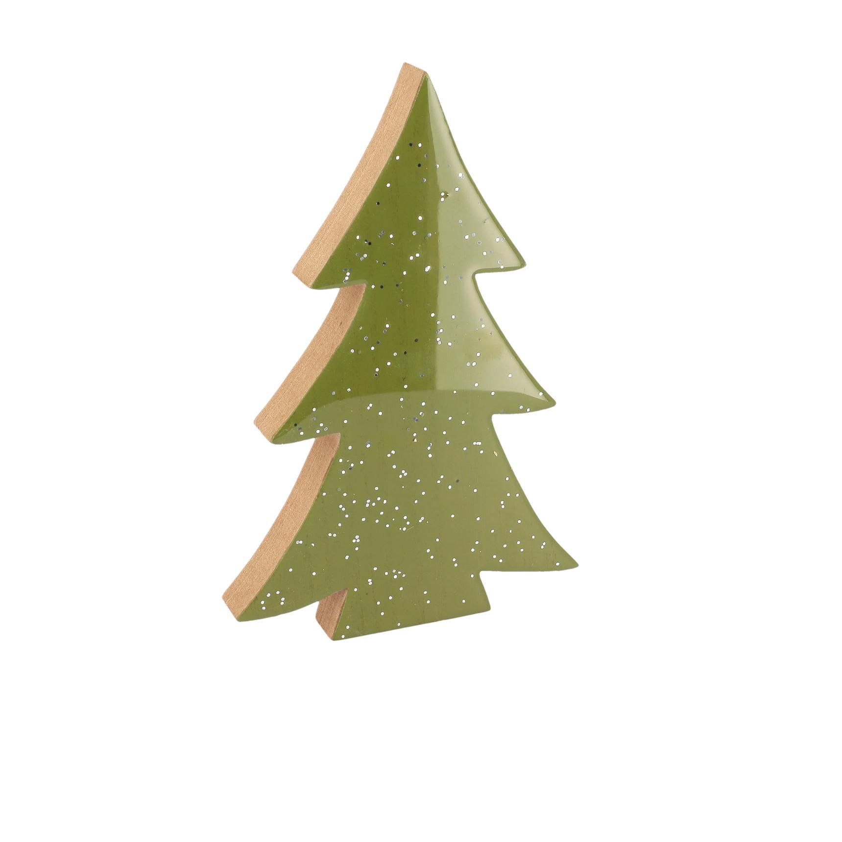 Beauty Home Έλατο ξύλινο πράσινο λούστρο με ασημί γκλίτερ 12 x 18 x 2 cm Beauty Home Έλατο ξύλινο πράσινο λούστρο με ασημί γκλίτερ 12 x 18 x 2 cm