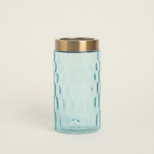 Beauty Home ΒΑΖΟ ΓΥΑΛΙΝΟ ΓΑΛΑΖΙΟ ΜΕ ΧΡΥΣΟ, 10X11X22CM