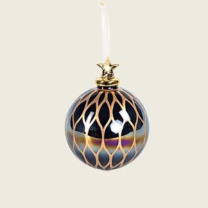 Beauty Home ΓΥΑΛΙΝΗ ΜΠΑΛΑ, ΙΡΙΔΙΖΟΥΣΑ ΜΑΥΡΗ ΜΕ ΠΟΡΣΕΛΑΝΙΝΟ ΑΣΤΕΡΙ ΚΑΙ ΧΡΥΣΑ ΣΧΕΔΙΑ, 1ΤΜΧ, 10cm