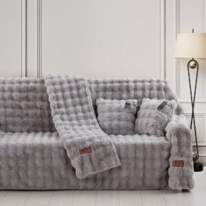 Beauty Home Γούνινο ριχτάρι Διθέσιο Art 8721 180x250 Γκρι