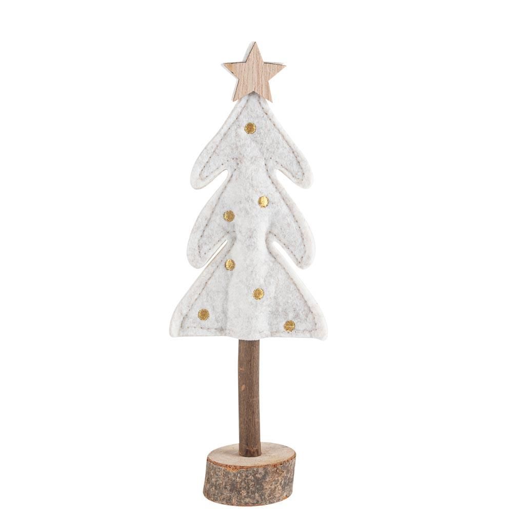Beauty Home Δέντρο με Αστέρι σε Ξύλινη Βάση, Λευκή Τσόχα και Χρυσή Κεντητή Διακόσμηση 21 x 7,5 cm Beauty Home Δέντρο με Αστέρι σε Ξύλινη Βάση, Λευκή Τσόχα και Χρυσή Κεντητή Διακόσμηση 21 x 7,5 cm