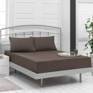 Beauty Home Σεντόνι μονό μονόχρωμο με λάστιχο Art 1999 110x200+30 Καφέ