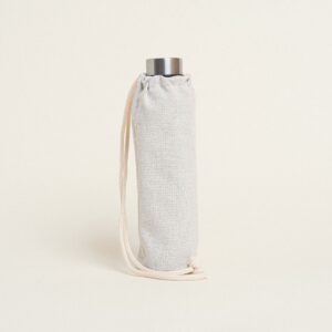 Beauty Home ΘΗΚΗ ΓΙΑ ΜΠΟΥΚΑΛΙ ΜΕ ΚΟΡΔΟΝΙ 22 x 12 cm  ΓΚΡΙ ΑΣΗΜΙ LUREX