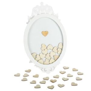 Beauty Home ΚΑΔΡΟ ΕΥΧΩΝ 40 x 24 cm + 40 ΞΎΛΙΝΕΣ ΚΑΡΔΙΕΣ 3.5 cm