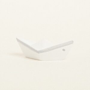 Beauty Home ΚΕΡΑΜΙΚΟ ΚΑΡΑΒΑΚΙ 7,5 x 3,5 x 3 cm ΛΕΥΚΟ / ΓΚΡΙ