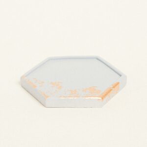 Beauty Home ΚΕΡΑΜΙΚΟ ΠΟΛΥΓΩΝΟ ΣΟΥΒΕΡ ΜΕ ΧΡΥΣΕΣ ΛΕΠΤΟΜΕΡΕΙΕΣ 9 x 10 X 1,2 cm ΓΚΡΙ / ΧΡΥΣΟ