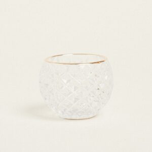 Beauty Home ΚΗΡΟΠΗΓΙΟ ΣΤΡΟΓΓΥΛΟ ΔΙΑΦΑΝΟ ΑΝΑΓΛΥΦΟ ΜΕ ΧΡΥΣΟ ΣΤΟΜΙΟ Ø7,8×6,2cm