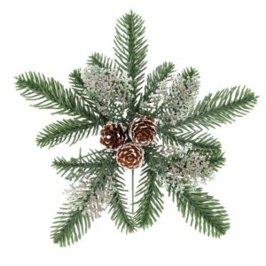 Beauty Home Κλαδάκι Νιφάδα χιονιού πράσινο με σαμπανί γκλίτερ Ø23 cm