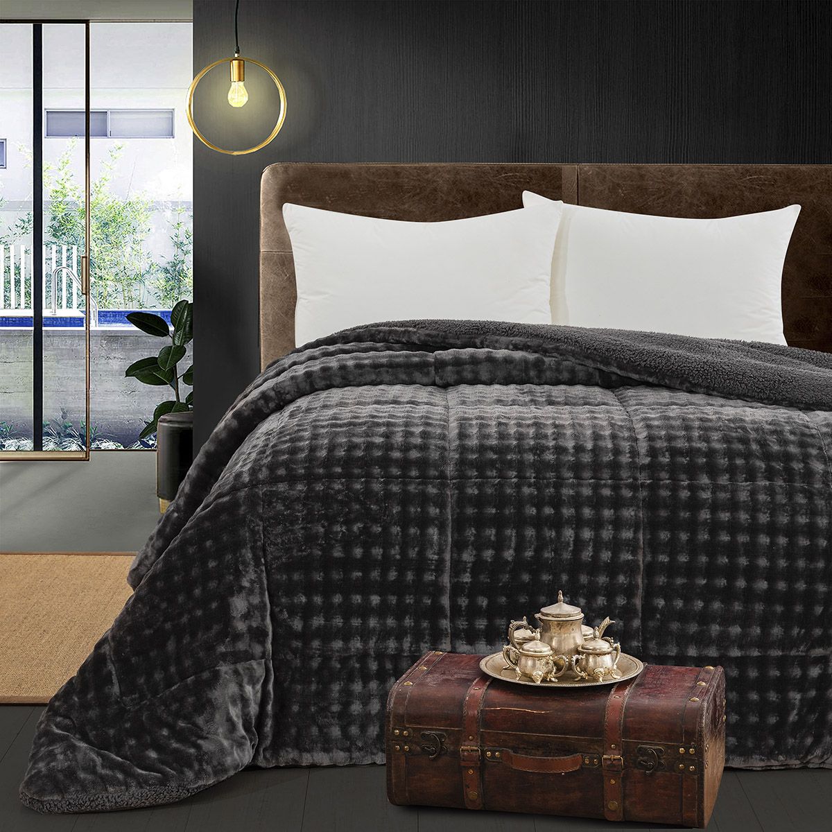 Beauty Home Κουβερτοπάπλωμα υπέρδιπλο Art 12513 220x240 Ανθρακί Beauty Home Κουβερτοπάπλωμα υπέρδιπλο Art 12513 220x240 Ανθρακί