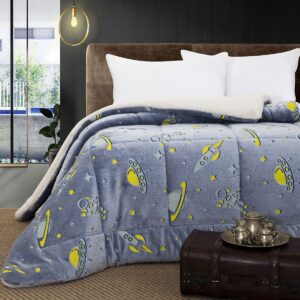 Beauty Home Κουβερτοπάπλωμα μονό φωσφοριζέ Glow Art 6268 160x220 Σιέλ