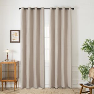 Beauty Home Κουρτίνα Blackout Jacquard σκίασης με 8 μεταλλικούς κρίκους Glare Art 8444 140x270 Μπεζ