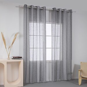 Beauty Home Κουρτίνα γάζα δίχρωμη με 8 μεταλλικούς κρίκους Art 8442 140x270 Γκρι