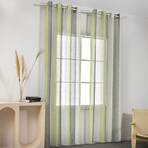Beauty Home Κουρτίνα γάζα δίχρωμη με 8 μεταλλικούς κρίκους Art 8442 140x270 Λαχανί