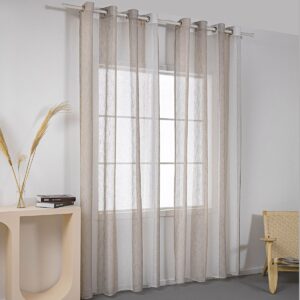 Beauty Home Κουρτίνα γάζα δίχρωμη με 8 μεταλλικούς κρίκους Art 8442 140x270 Μπεζ