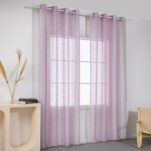 Beauty Home Κουρτίνα γάζα δίχρωμη με 8 μεταλλικούς κρίκους Art 8442 140x270 Ροζ