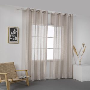 Beauty Home Κουρτίνα γάζα με σενίλ και 8 μεταλλικούς κρίκους Art 8441 140x270 Μπεζ