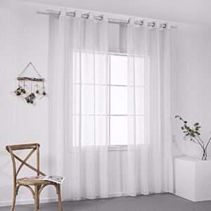 Beauty Home Κουρτίνα γάζα μονόχρωμη με 8 μεταλλικούς κρίκους Art 8440 140x270 Λευκό