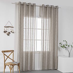 Beauty Home Κουρτίνα γάζα μονόχρωμη με 8 μεταλλικούς κρίκους Art 8440 140x270 Μπεζ