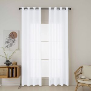 Beauty Home Κουρτίνα γάζα μονόχρωμη με 8 μεταλλικούς κρίκους Fit Art 8447 140x270 Λευκό