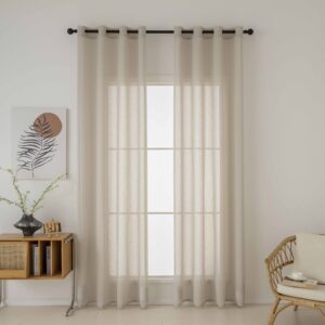 Beauty Home Κουρτίνα γάζα μονόχρωμη με 8 μεταλλικούς κρίκους Fit Art 8447 140x270 Μπεζ