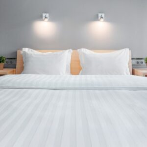 Beauty Home Μαξιλαροθήκη Ξενοδοχείου Oxford Silky Percal Pennie Art Ε1021 250TC Satin Stripe 100% Cotton Λευκό 52x74+4