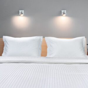 Beauty Home Μαξιλαροθήκη ξενοδοχείου Oxford Ribbon Art Ε1231 230TC Satin Stripe Percal Pennie 70%Cot-30%Pol 53x73+5 Λευκό